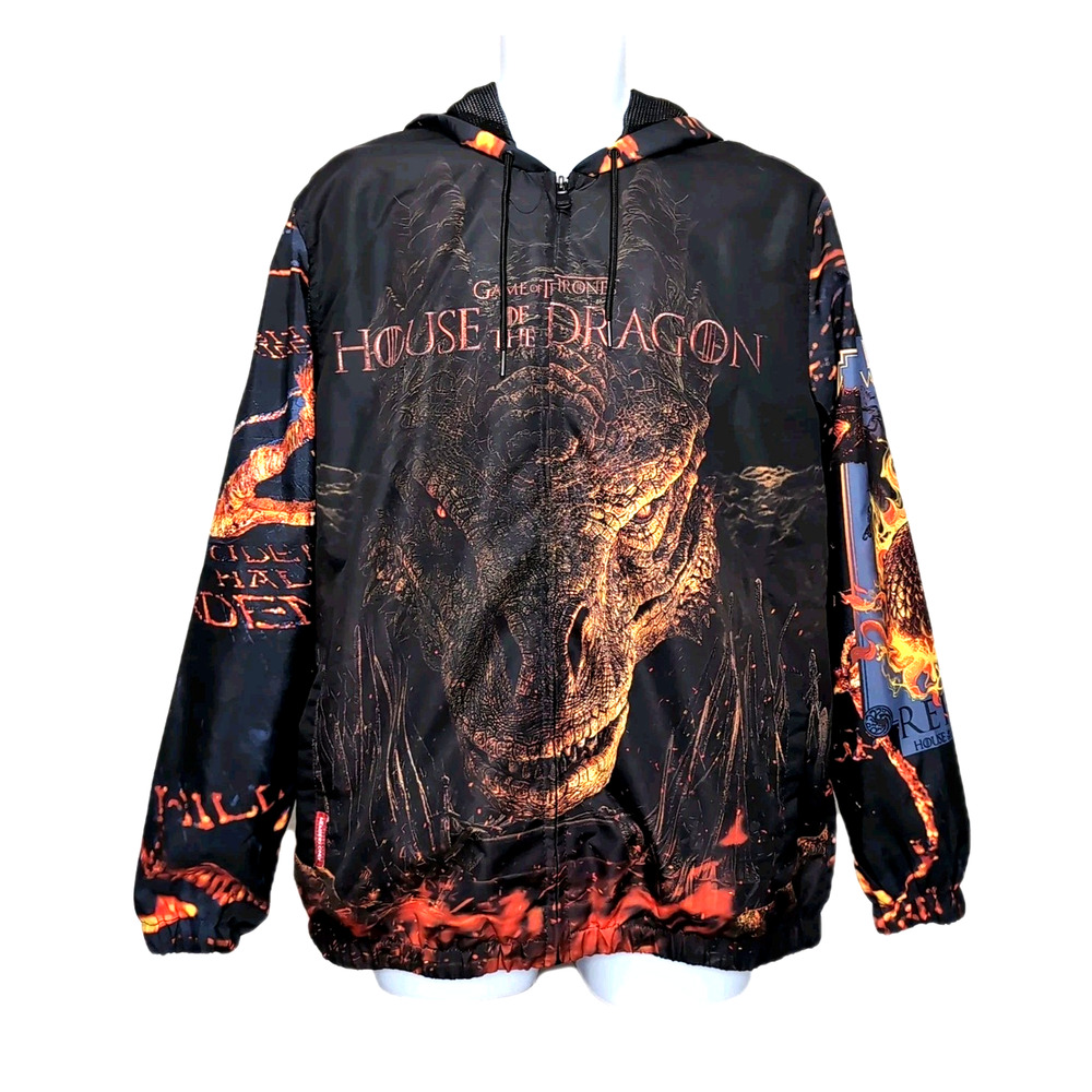 HBO House of the Dragon Game of‎ Thrones Windbreaker Jacket Mens Size L NEW NWOT